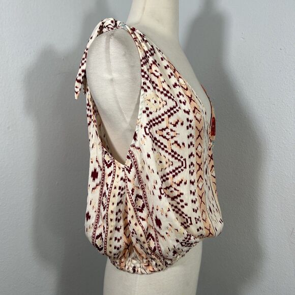 Free People‎ Top Womens XS Tropical Combo Festival Boho Blouse Y2K - Picture 4 of 10